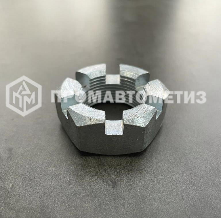 Гайка корончатая, прорезная низкая М16 ГОСТ 5919-73 класс прочности 8, покрытие цинк